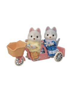 Sylvanian Families Tandem Cycling Set Husky Sister And Brother