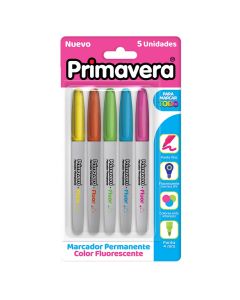 Primavera Marcadores Permanentes Neón - 5 Piezas - Modelo: 10940-019