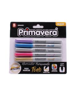 Primavera Marcadores Permanentes Metalizados - 5 Piezas - Modelo: 3113-019