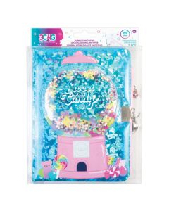3c4g Bubble Gum Glitter Locking Journal With Pen