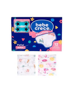 Bebe Crece Pañales de Tela Estampados Niña 12 piezas - Modelo: 4