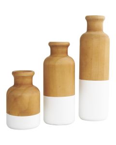 Uma Enterprises Juego de Floreros de Madera - 3 Piezas