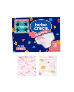 Bebe Crece Pañales de Tela Estampados Niña 12 piezas - Modelo: 6