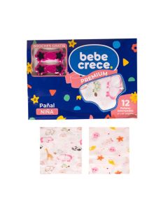Bebe Crece Pañales de Tela Estampados Niña 12 piezas - Modelo: 8