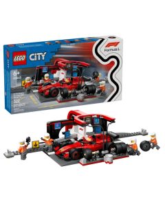 Lego Parada en Boxes de F1® y Equipo de Mecánicos con Coche Ferrari