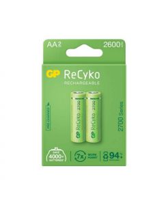 Gp Batería Recargable Recyko 3805 Pack 2X Aa 2,600Mah | Verde