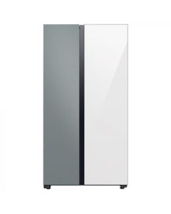 Samsung Refrigeradora Bespoke Side By Side con Fabricador dual de hielo 22.6p3 640L | Gris satinado + blanco