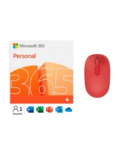 Microsoft 365 Personal + Mouse 1850 Rojo - Link Promo