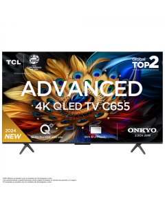 Tcl Televisor 50" C655 QLED TV | GOOGLE TV | 4K | 16GB | 2GB RAM | Dolby Vision•Atmos | HDR10+ | 2X15W | 2.0CH | WIFI | BT 5.0 | 550 Nits | 60Hz | 3 Años de Garantía