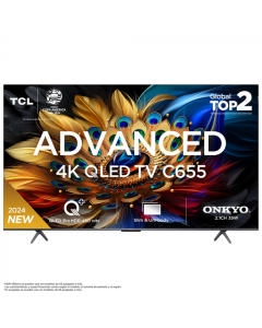 Tcl Televisor 55" C655 QLED TV | GOOGLE TV | 4K | 16GB | 2GB RAM | Dolby Vision•Atmos | HDR10+ | ONKYO 2.1CH | 2x10W + 15W Subwoofer | WI-FI | BT 5.0 | 600NIT | 3 Años de Garantía