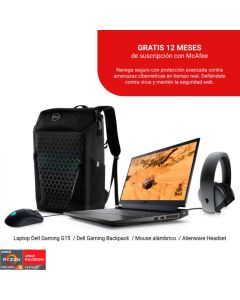 Laptop Gamer Dell G5 5535 | AMD Ryzen 5 7640HS 4.30GHz | 8GB | 512GB SSD | NVIDIA GeForce RTX 3050 | 15.6" Full HD |  Windows 11 Home | Español | Negro | Incluye Mochila + Mouse + Audífono + Antivirus por 1 año