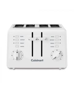 Cuisinart Tostadora de plástico compacta de 4 rebanadas | Blanca