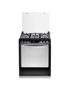 Indurama Estufa a Gas Niza Zafiro 30" | 5 Quemadores | Tapa de Vidrio Templado | Plancha Asadora | Negro
