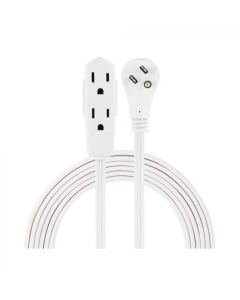 Jasco Cable De Extensión GE | 3 Tomas de Corriente |  8 Pies | Enchufe En Ángulo Recto | Blanco