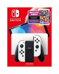 Nintendo Consola Nintendo Switch OLED Blanco Y Negro 64GB | Incluye juego Mario Kart Deluxe 8