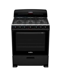 Mabe Estufa 30" Gas | 6 Quemadores | Parrilla de Hierro Fundido | Encendido Eléctrico | Cubierta de Acero Inoxidable | Negro