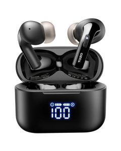 Tozo Audífonos Inalámbricos Tonales | Cancelación de Ruido | Bluetooth | Ipx8 | 42 Horas Aproximadamente | Negro