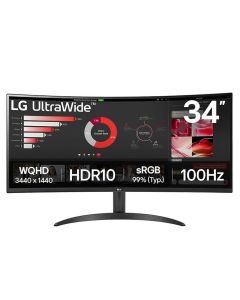 Lg Monitor Curvo Ultrawide Qhd 34" | 1800r | 100 Hz | Hdr 10 | 240v | Negro