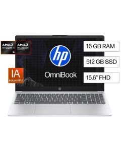 HP Laptop Omnibook 3 Ng AI 15-Fn0051la | Amd Ryzen AI 5| 16 Gb RAM | 512 Gb SSD| 15.6" FHD | Windows 11 Home