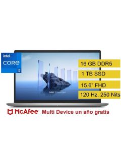 Dell Laptop 15.6" | Full Hd | Intel Core I7 1355u | 16 Gb Ram | 1tb Ssd | Windows 11 Home | Español | Plateado