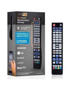 Jasco Control Remoto Ge | Ultrapro | Retroiluminación | Emparejamiento Instantáneo de Un Solo Toque | Preprogramado para Samsung, Sony, Lg, Vizio y Roku Tv 2 | Negro
