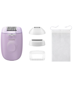 Philips Depiladora para Damas con Cable | Para Cuerpo y Área de Bikini | Incluye 4 Accesorios | Violeta
