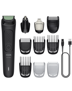 Philips Afeitadora Multigroomer Serie 3000 con 10 Accesorios | 70 Minutos de Uso | Indicador de Carga | Recortador de Precisión