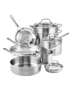 KitchenAid Juego de Ollas | 11 Piezas | Base de 3 Capas | Acero Inoxidable