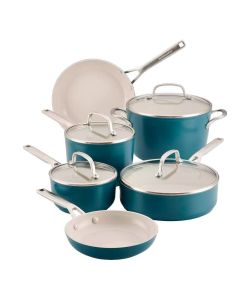 KitchenAid Juego de Ollas | 10 Piezas | Cerámica Anodizada para Inducción | Azul