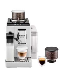 Delonghi Máquina de Café Expresso Rivelia | Pantalla Táctil | Molinillo Integrado | Espumador de Leche Automático | Lattecrema Cool | Blanco