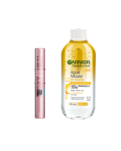 Bundle Maybelline Sky High Waterproof Very Black + Garnier Agua Micelar en Aceite 400 ml