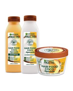 Bundle Garnier Fructis Hair Food Shampoo Coco 300 ml + Garnier Fructis Hair Food Acondicionador Coco 300 ml + Garnier Fructis Hair Food Mascarilla Coco 350 ml