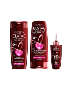 Bundle L'oréal Paris Elvive Aminexil Shampoo 370 ml + L'oréal Paris Elvive Aminexil Acondicionador 370 ml + L'oréal Paris Elvive Aminexil Sérum 102 ml