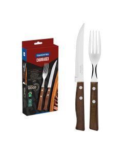 12-Piece Barbecue Flatware with Stainless-Steel with Natural Wooden Handles 12 pieces set / Natural wood / set of 12
