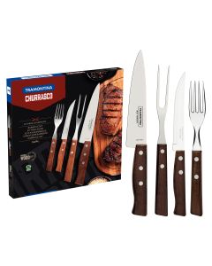 14-Piece Barbecue Flatware with Stainless-Steel with Natural Wooden Handles 14 pieces set / Natural wood / set of 14