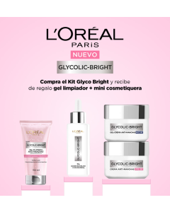 Bundle L'oréal Paris Glycolic Bright Crema Hidratante Facial Día 50 ml + Crema Gel Hidratante Facial Noche 50 ml + Serúm Facial 30 ml