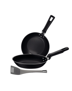Loreto Aluminum Frying Pan with Starflon Max Nonstick Coating 3 pieces 3 pieces / Black / set of 3