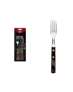 6-Piece Steak Fork Set with Stainless-Steel Blades and Treated Brown Polywood Handles 6 pieces set / Brown Polywood / set of 6