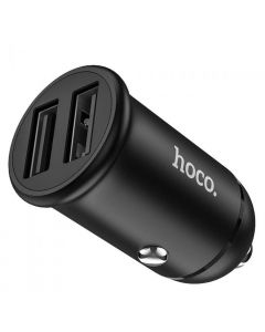 Hoco - Cargador de Auto con Entrada USB Dual - Color Negro