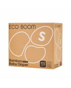 Eco Boom Premium Pañales de Bambú Natural - Small (6-16lbs/3-8kgs) 102 unidades