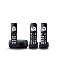 Teléfono Inalámbrico Dect Panasonic | Bloqueo De Llamadas | Lcd 1.6" | Contestador | Caller Id | 3 Auriculares - Link Promo