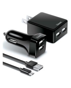 Dreamgear - 2.4-Amp Dual-USB Ac & Car Charger With Micro USB Cable