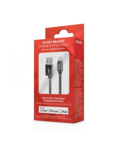 Dreamgear - 10 Ft Braided Charge & Sync Cable - Black