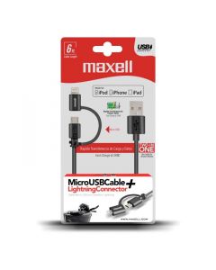 Maxell Cable Conector Appl Duo 6Ft. Usb To Micro Usb W/ Mfi 