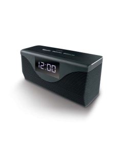 Radio Reloj Bocina Bluetooth 3.5Mm Fm Fecha Bateria Rechargable Mic Para Contestar Las Llamadas Funcion Alarma Negro
