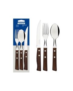 Tradicional 3-Piece Flatware Set with Natural Wood Handles 3 pieces / Natural wood / set of 3