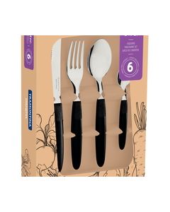 Ipanema stainless steel flatware set with black polypropylene handles, 24 pcs 24 pieces / Black / set of 24