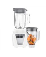 Black and Decker Licuadora Ice Crush de 8 Velocidades + Pulso con Jarra de Vidrio 1.25l | 700w | Blanca | Incluye Jarra Plástica 1.6l 