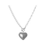 Crystal Avenue Collar Heart Pearl - Silver - Modelo: 18401