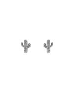 Crystal Avenue Aretes Cactus Dainty - Silver - Modelo: 27376